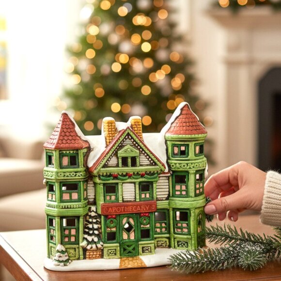 Lefton Christmas Apothecary Building #06900 Geo Z. Lefton Ceramic 1988 - Picture 14 of 14